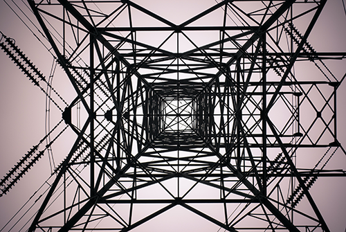 Looking up from inside a radio tower